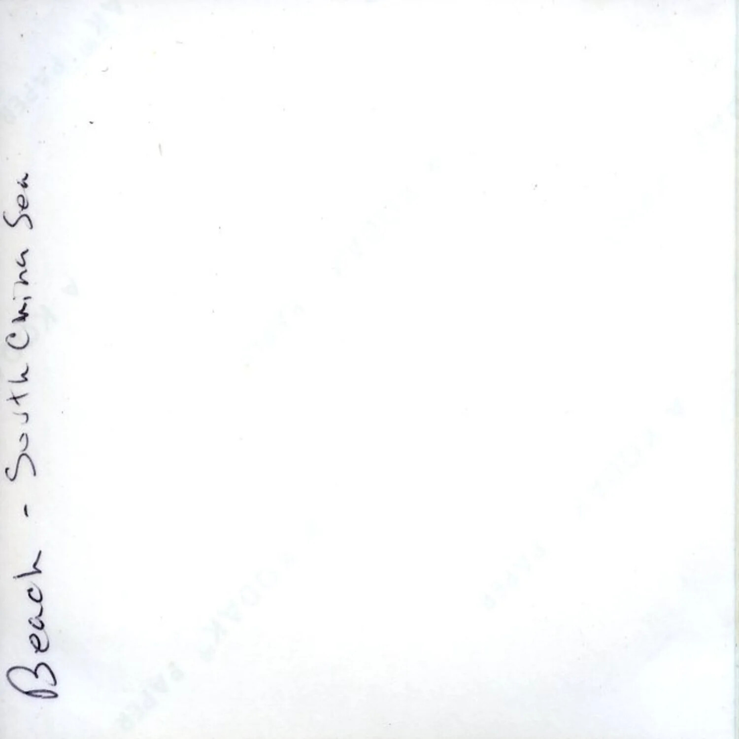 Handwritten Caption Card: 'Beach - South China Sea', Album Divider, 1971