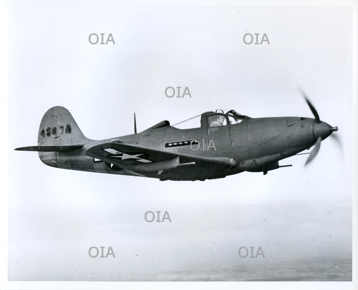 Bell P-39 Airacobra Fighter in Flight, Tail No. 48874 - WWII Era