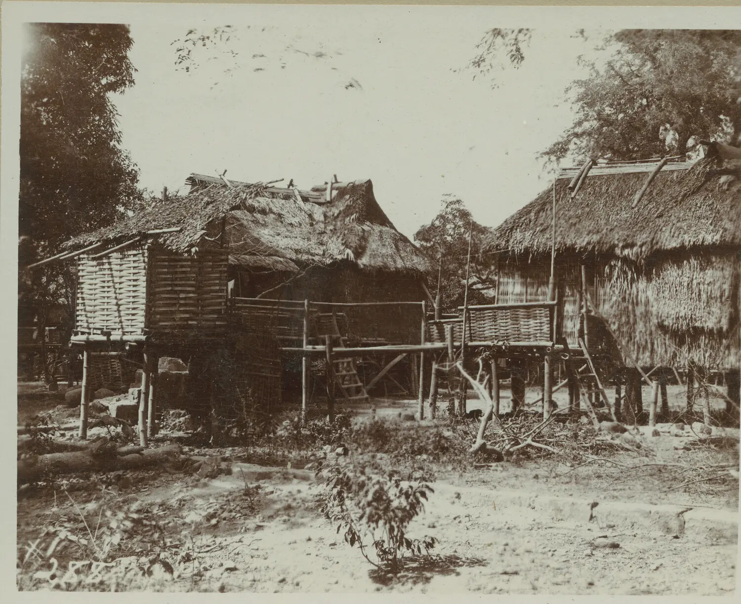 Cluster of Stilt-Raised Nipa Huts with Woven Bamboo Walls, Philippines, c. 1890s-1900s