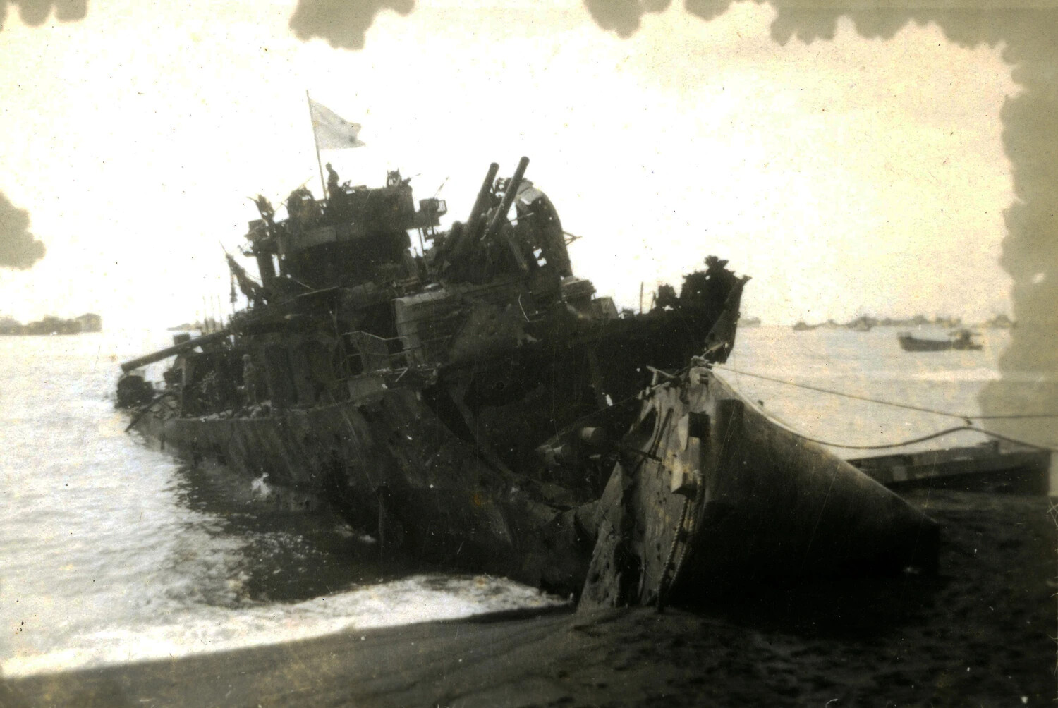 Wrecked Japanese Warship, Bow Section Destroyed, Pacific Theater (5th Marine Division Iwo Jima Collection)
