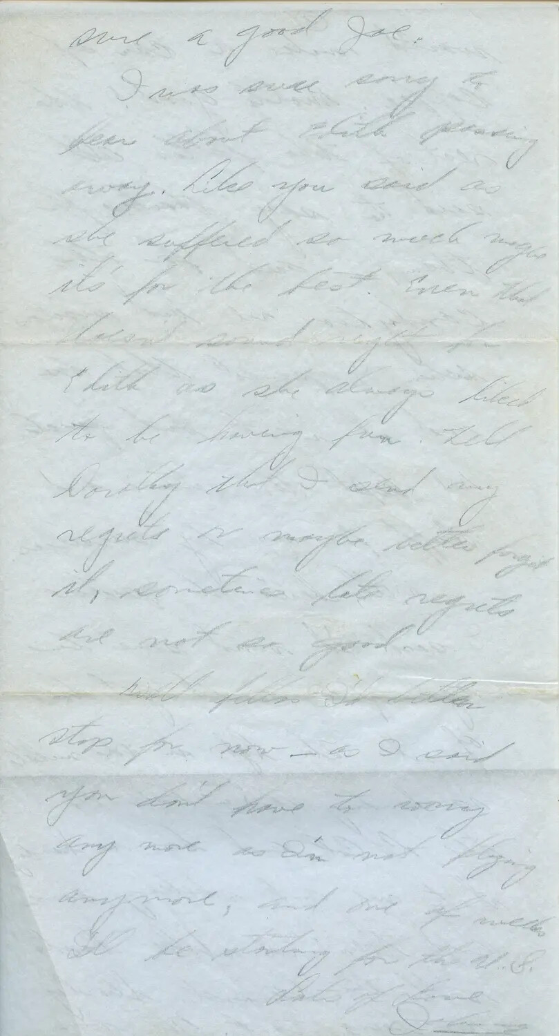 Handwritten WWII Letter Discussing Loss and Return Home — 1944 Margaroli B-24 Belly Gunner Collection