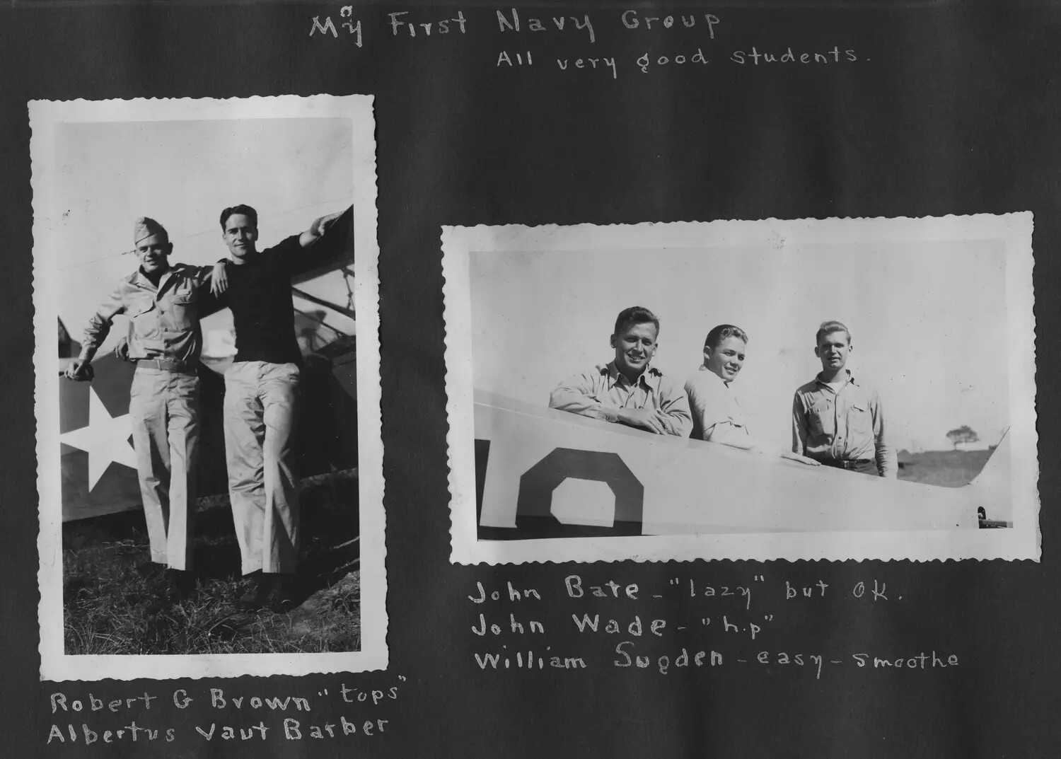 "My First Navy Group" - Naval Aviation Cadets Posing with Training Aircraft