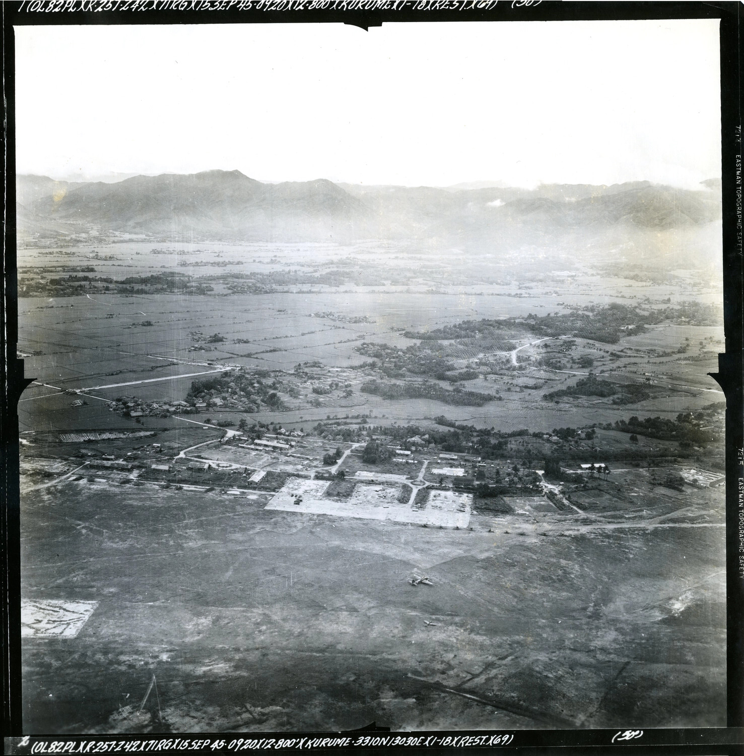 USAAF Aerial Reconnaissance Photograph - Kurume, Kyushu, Japan, 15 September 1945