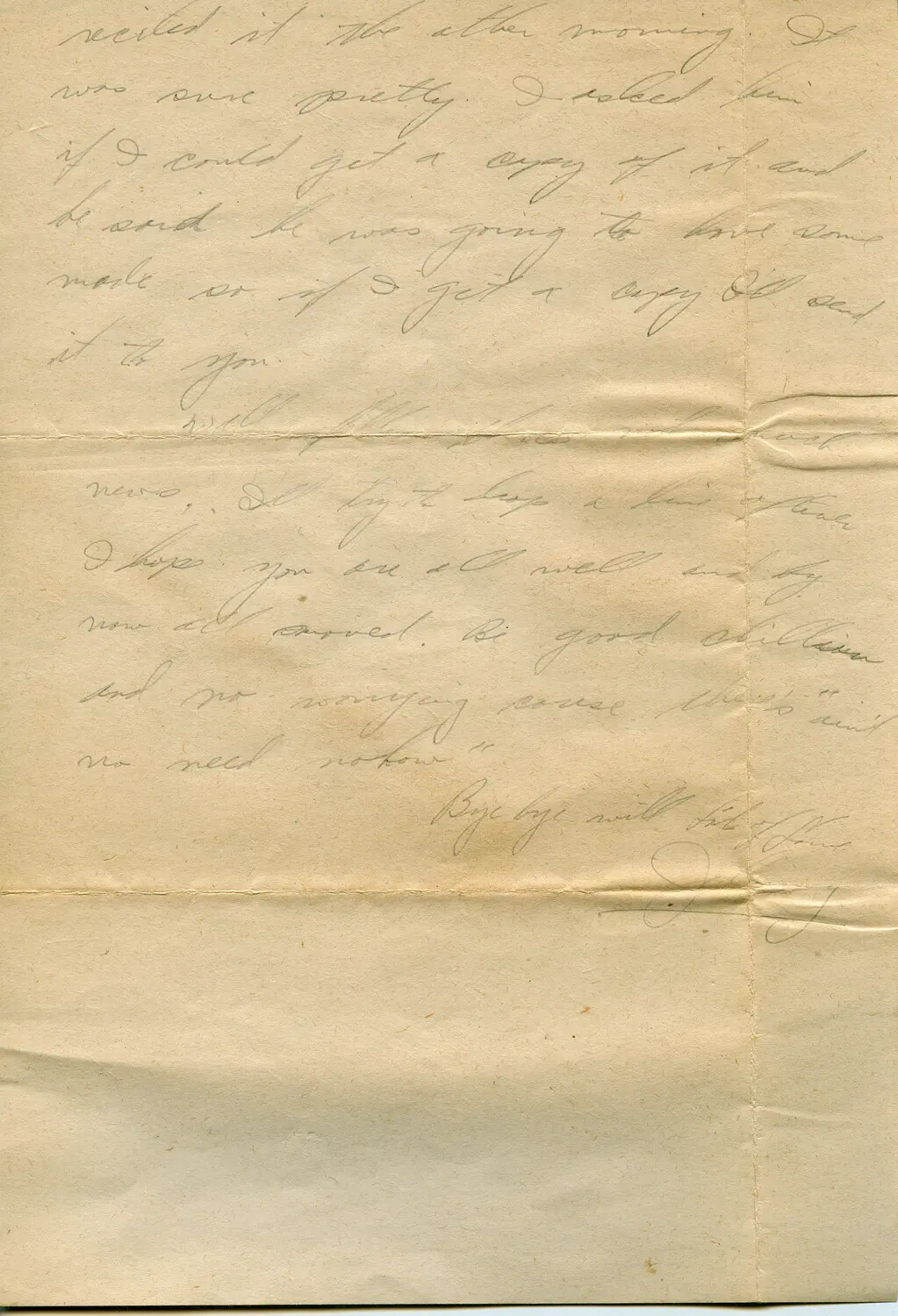 Handwritten Letter Page, Undated (Filed with 1944 B-24 Belly Gunner Materials, 'Margaroli' Collection)