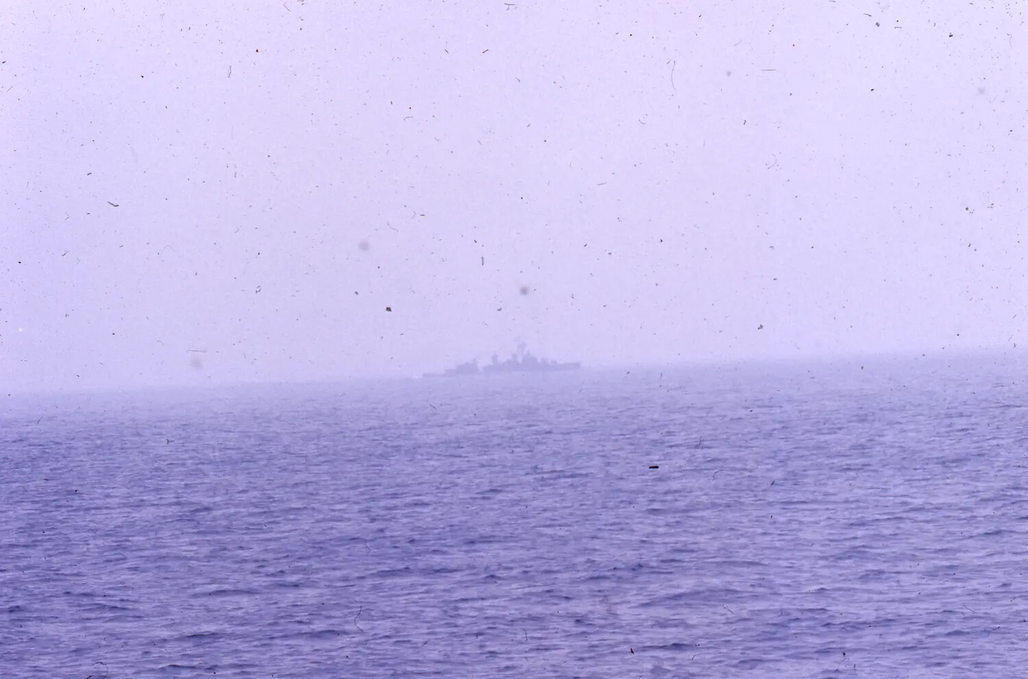 Distant Escort Ship in Haze, USS Ticonderoga Carrier Task Group, Vietnam War Era
