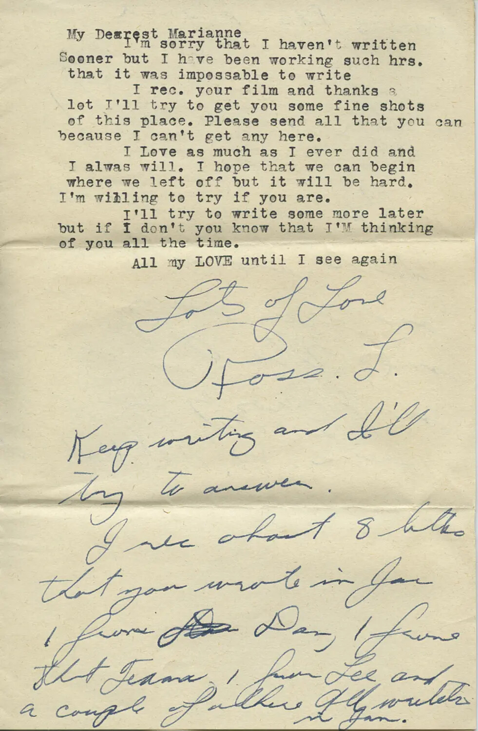 WWII Love Letter from 'Foss L.' to Marianne — Moon Sammiet Collection