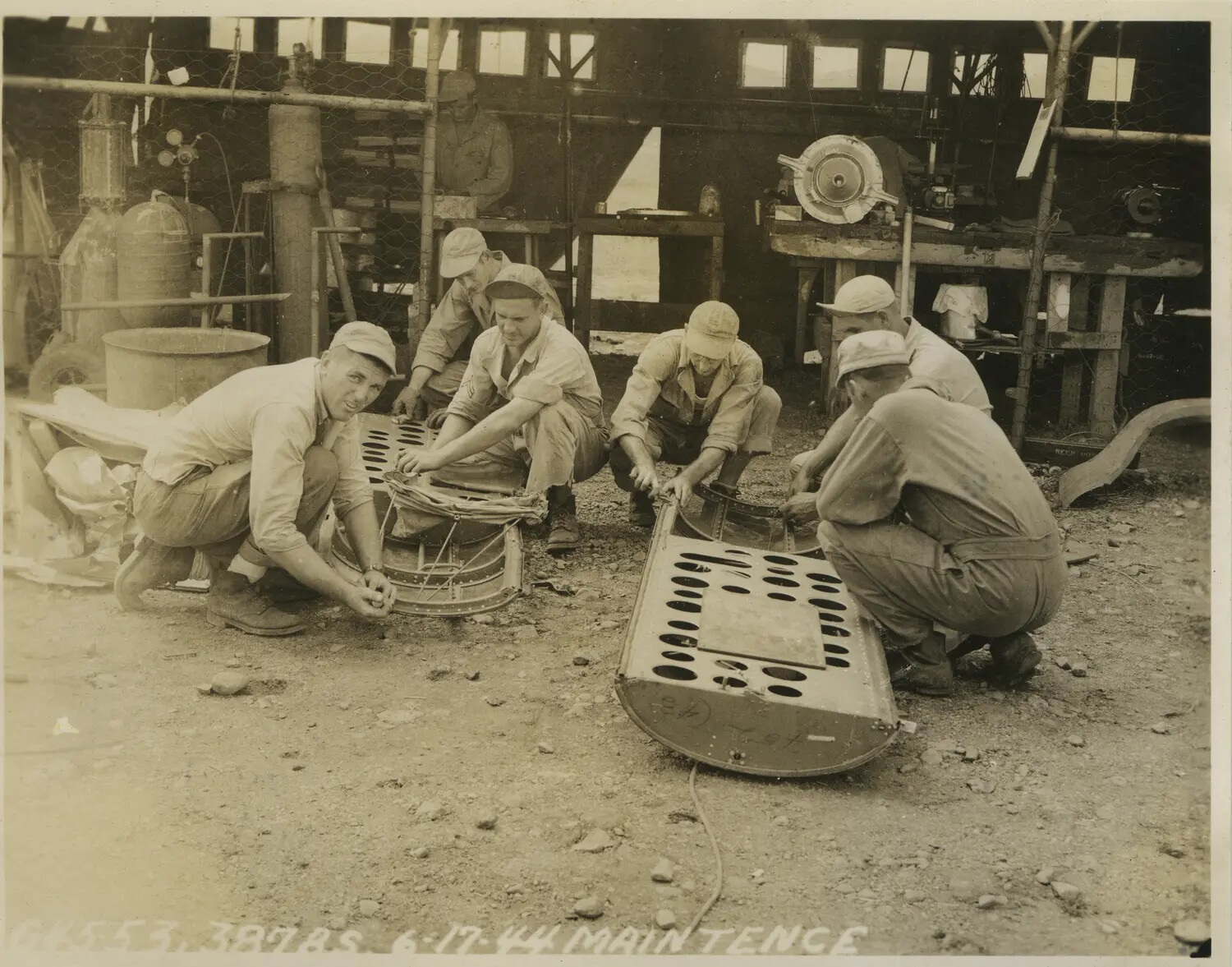 Ground Crew Servicing Engine Cowl Flap Rings, 389th Bombardment Squadron, 312th Bomb Group — 17 June 1944