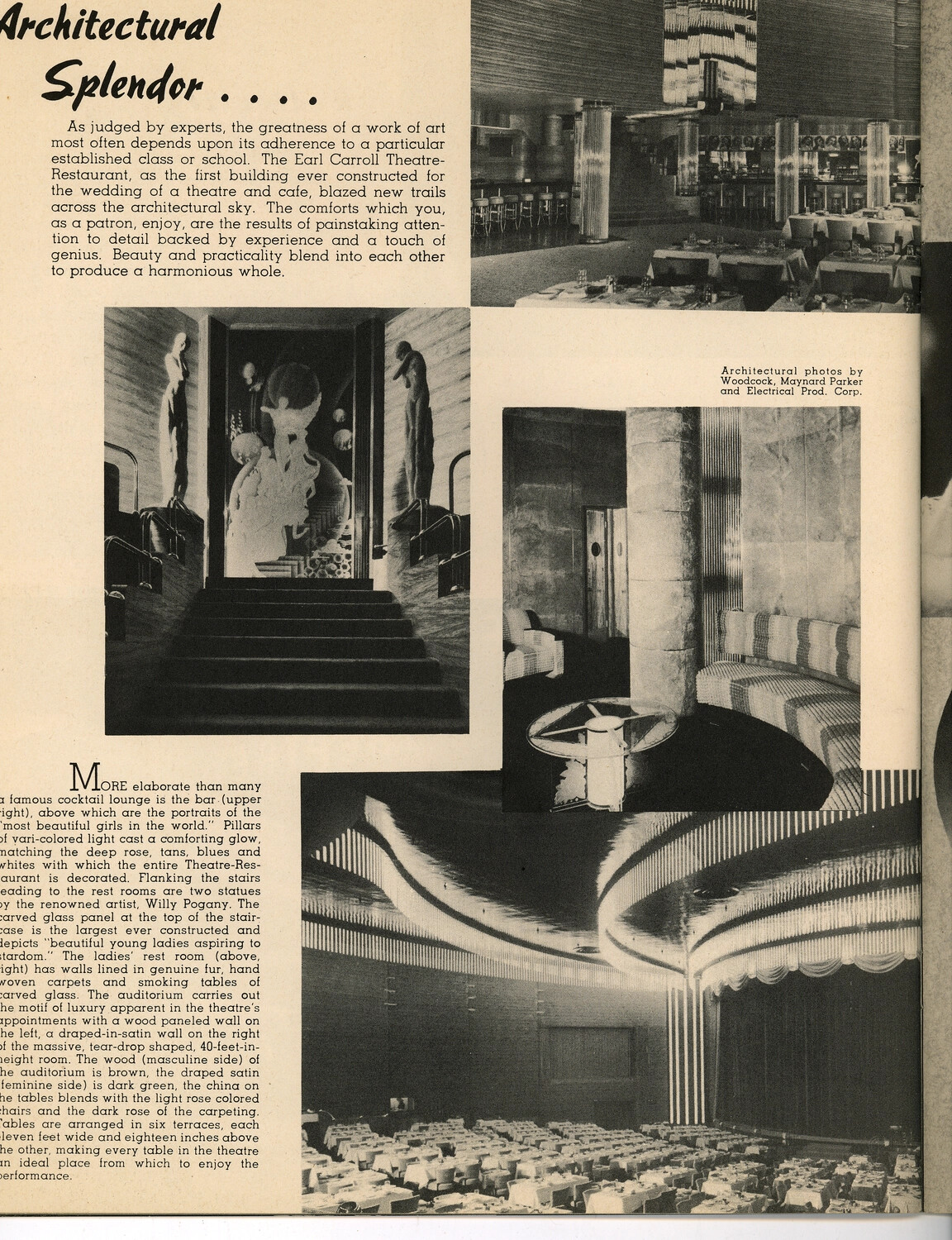 "Architectural Splendor" — Magazine Feature on the Earl Carroll Theatre-Restaurant