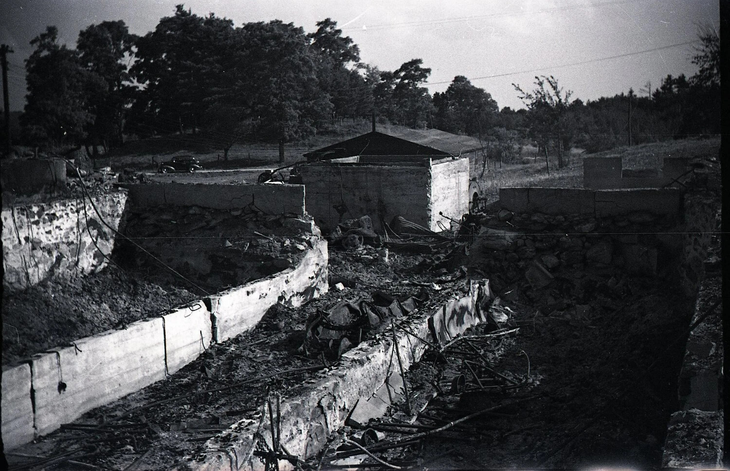 Fire-Damaged Dairy Farm Building, Stateside Negative Collection