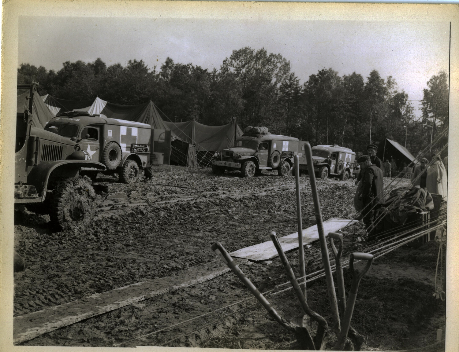 Ambulance Row at a Muddy 7th Field Hospital Encampment