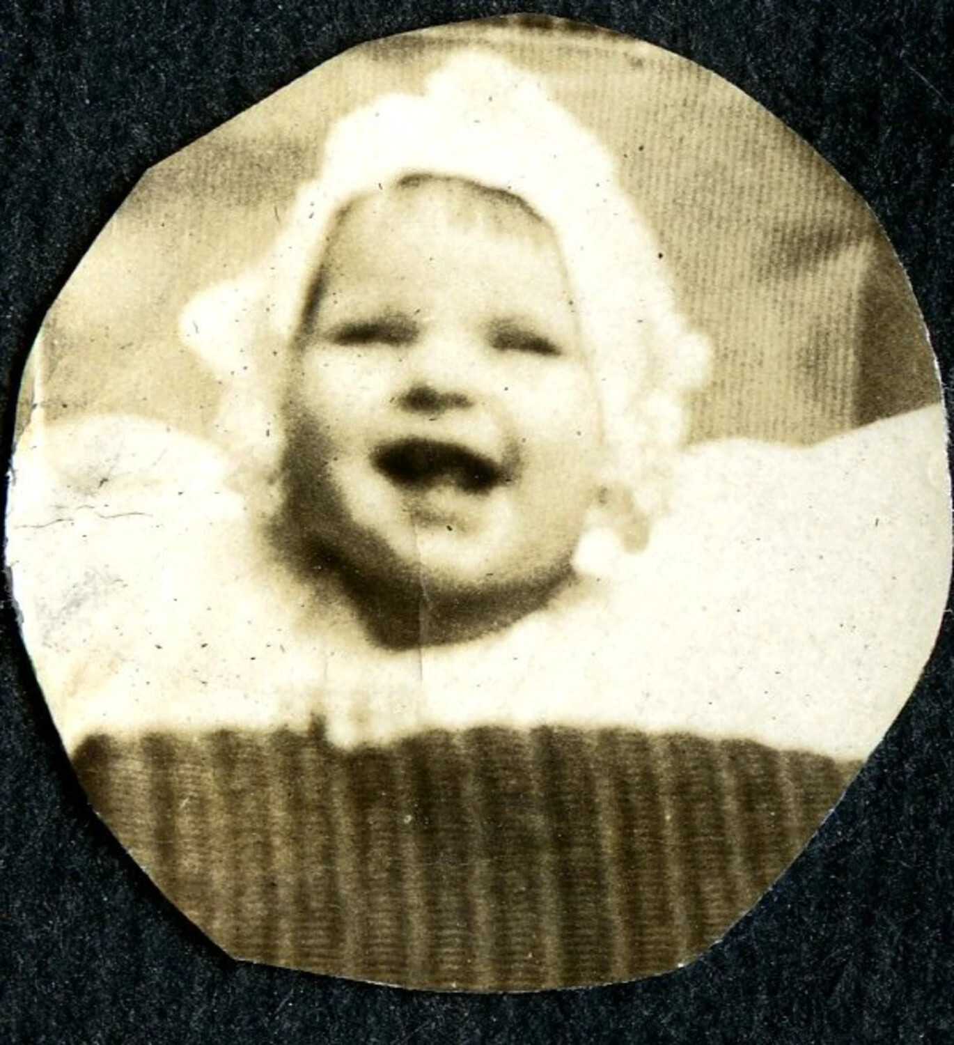 Circular Keepsake Photograph of a Smiling Infant, WWI-Era Family Album Insert