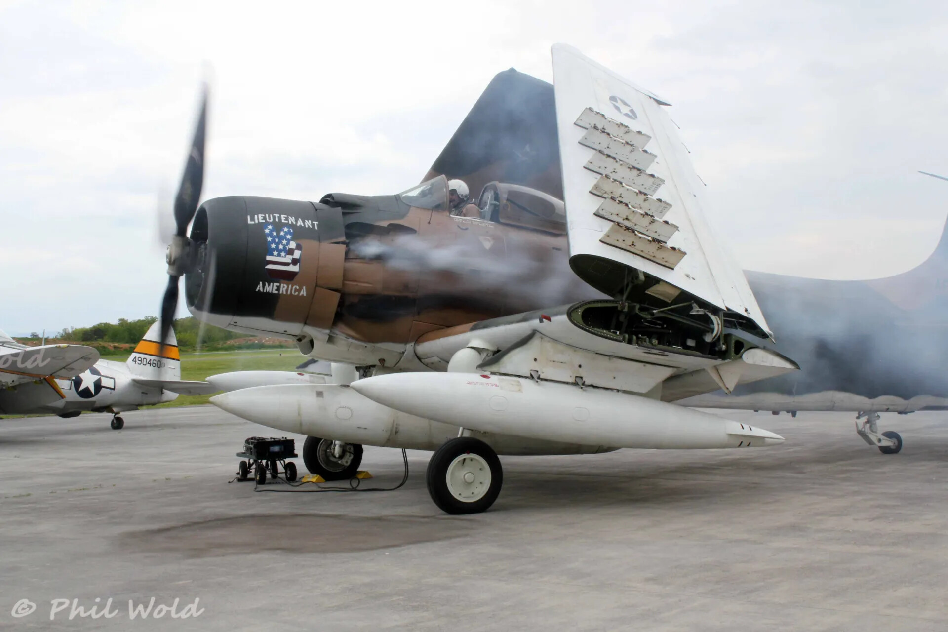 A-1 Skyraider "Lieutenant America" Engine Start, OLAA Reunion Flight Line (Photo Credit: Phil Wold)