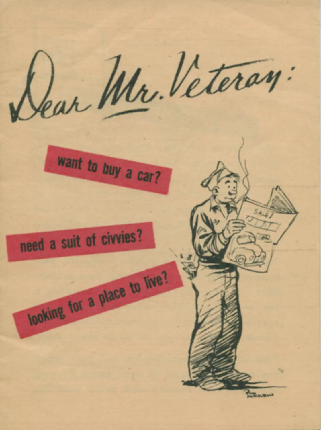"Dear Mr. Veteran:" -- WWII Demobilization Guide Booklet Cover