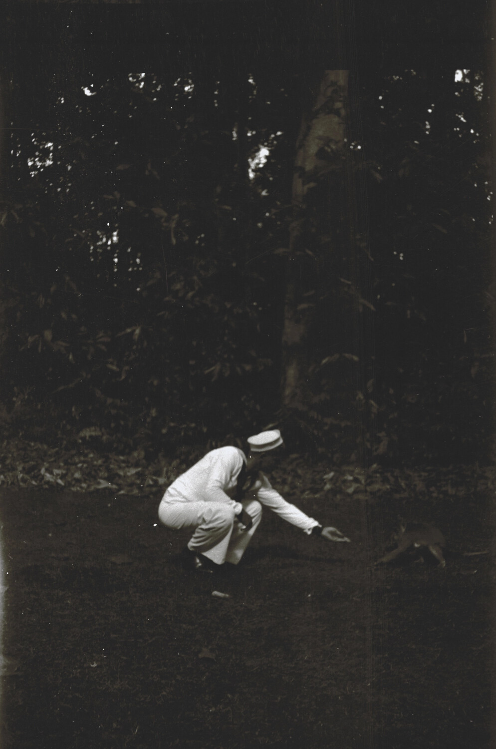 U.S. Navy Sailor Feeding a Monkey, China/Pacific Station, 1930s