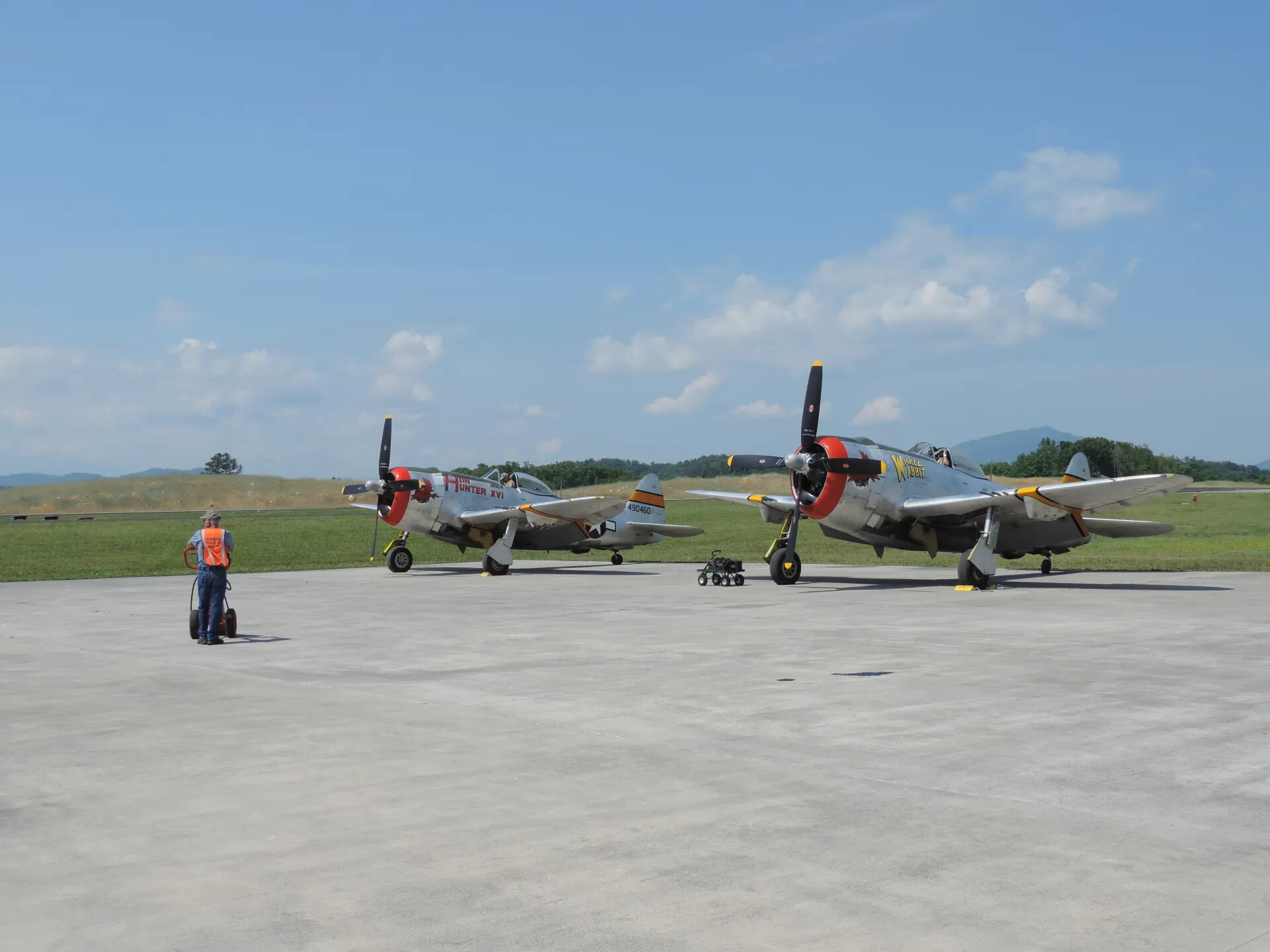 Restored P-47 Thunderbolts "Wicked Rabbit" and "Hun Hunter XVI" on Ramp, Tennessee Air Show