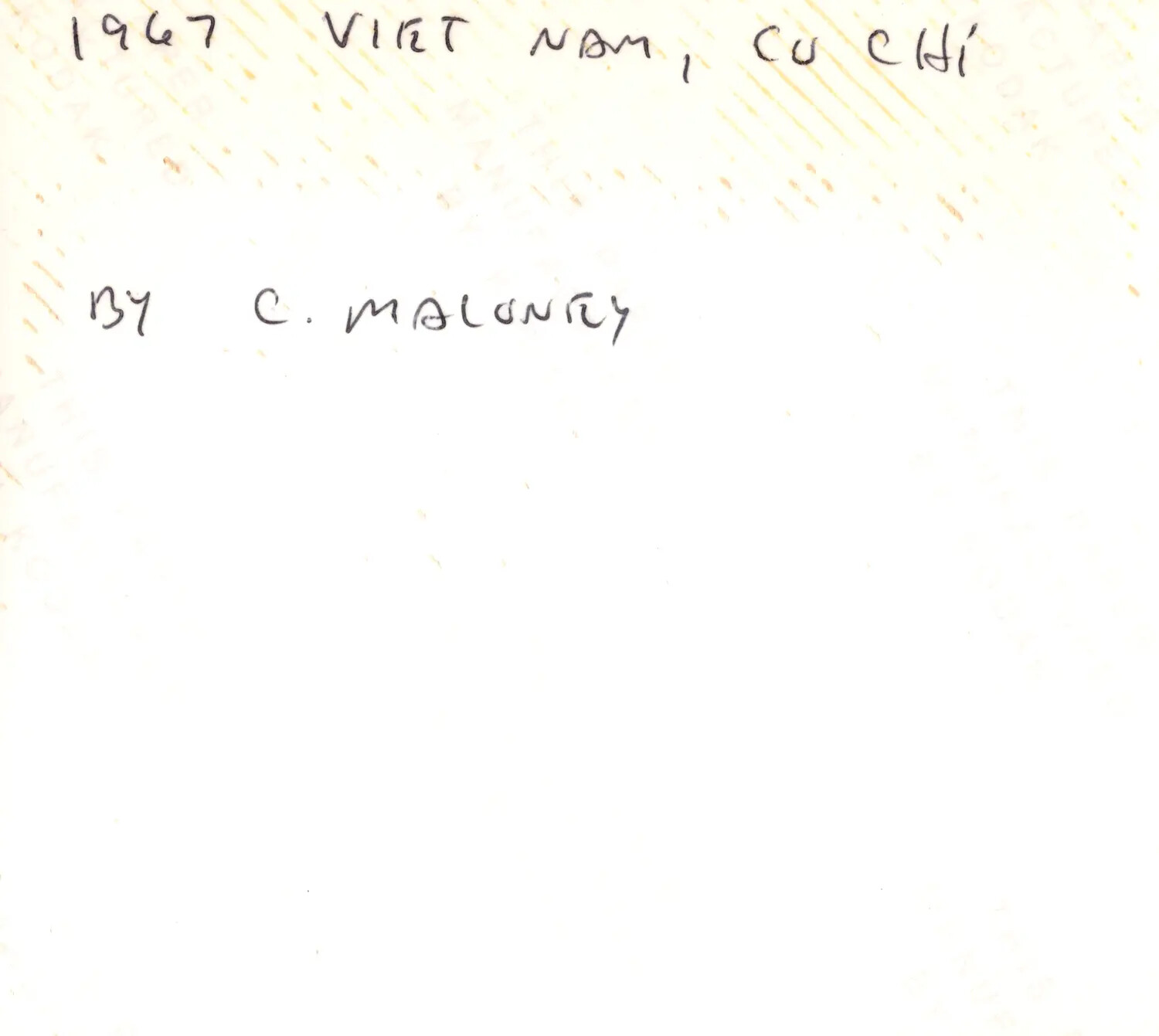 Handwritten Title Page: '1967 Viet Nam, Cu Chi, By C. Maloney'