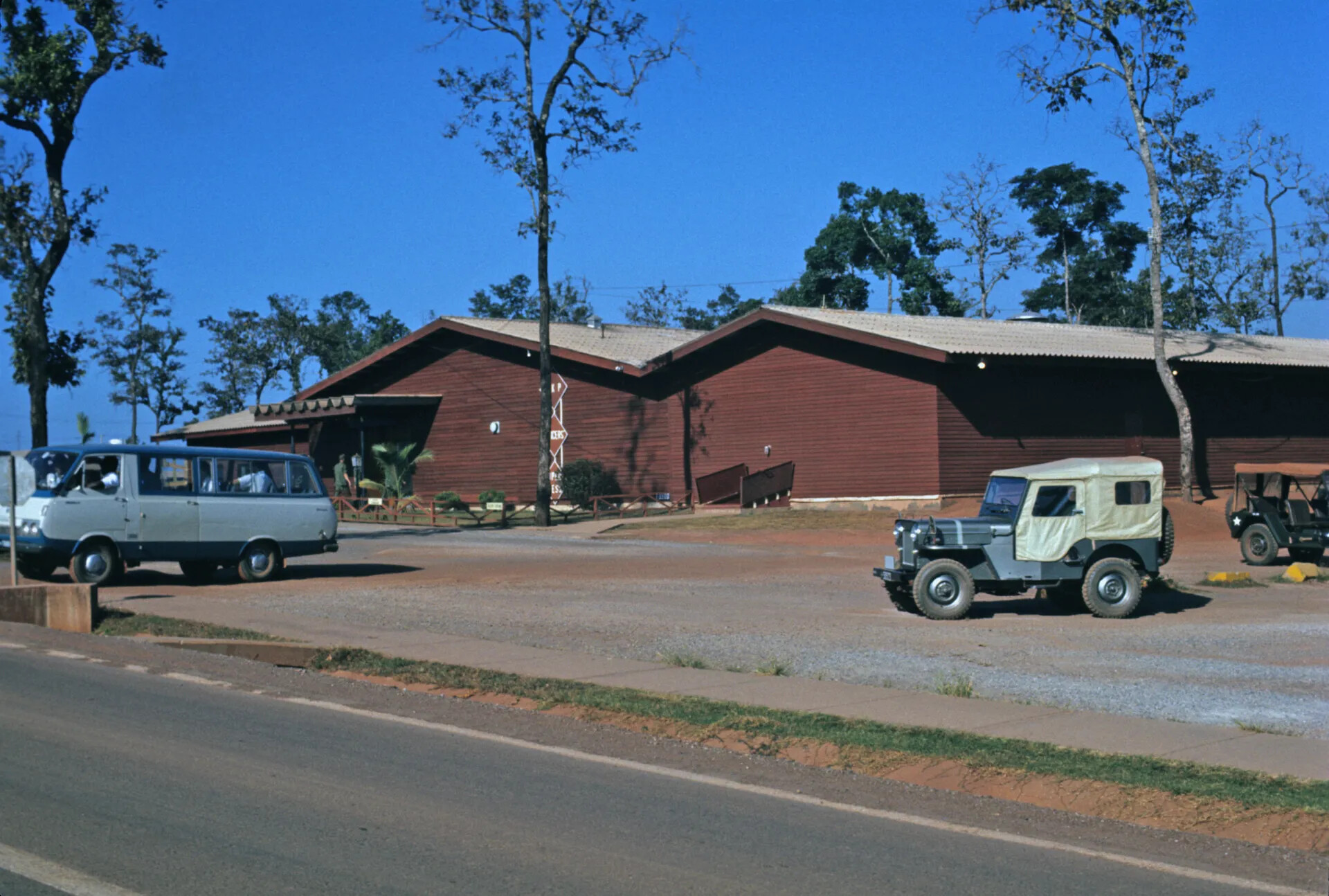 Base Clubhouse/Mess Facility with Vehicles, Southeast Asia Air Base, circa 1969