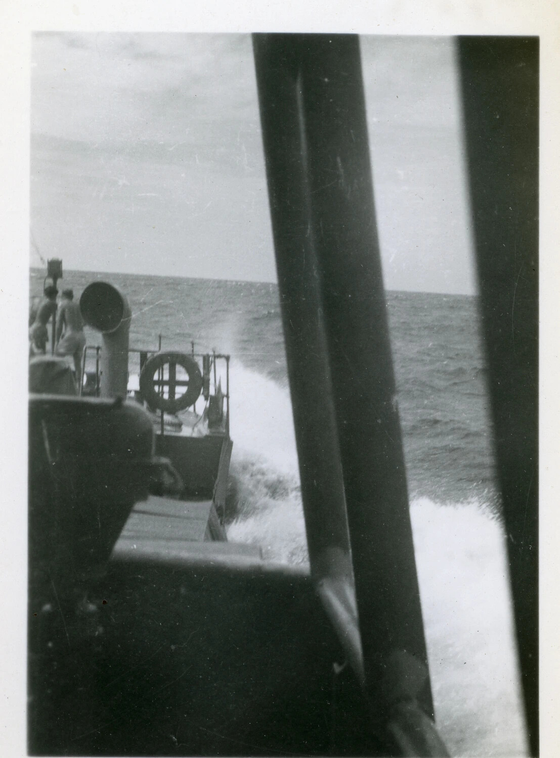 View From Aft Deck of Small U.S. Navy Vessel Underway, Pacific Theater WWII