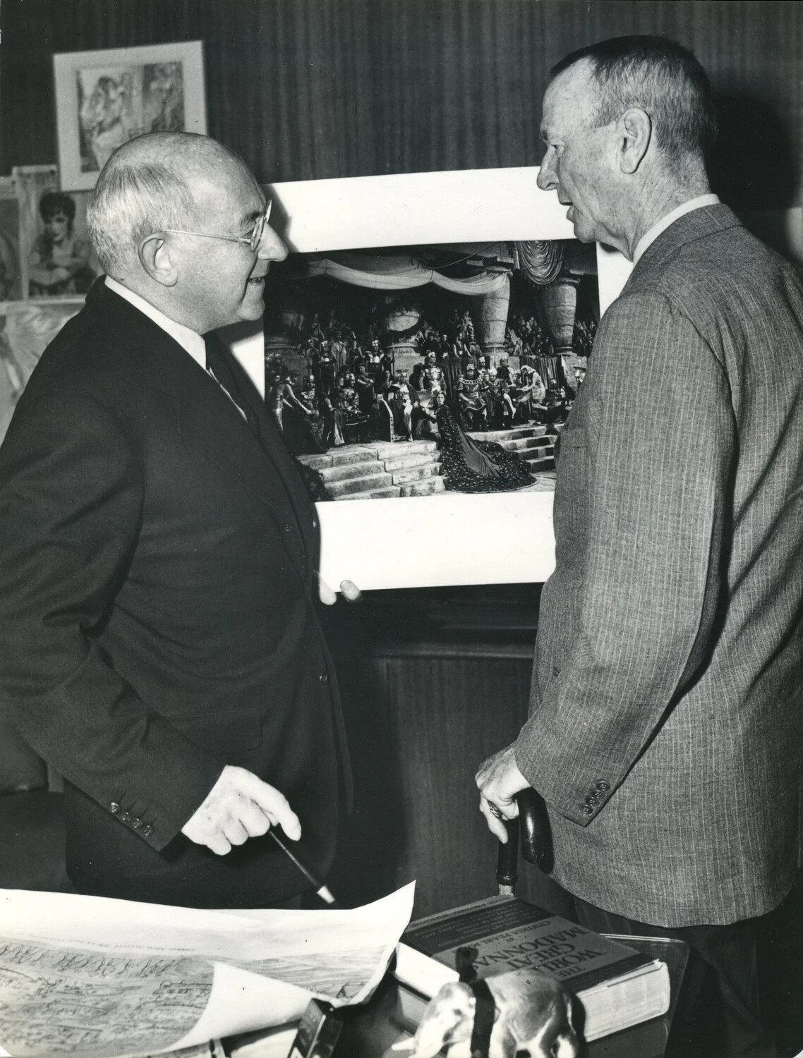 General Jonathan M. Wainwright Viewing a Film Production Still with Studio Executive, 1949
