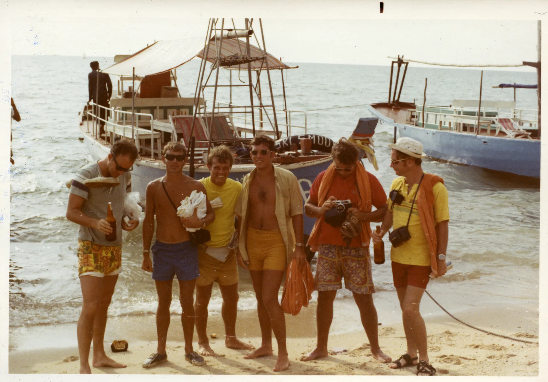 Six Servicemen on Beach Outing, Thailand/Southeast Asia, Vietnam Era