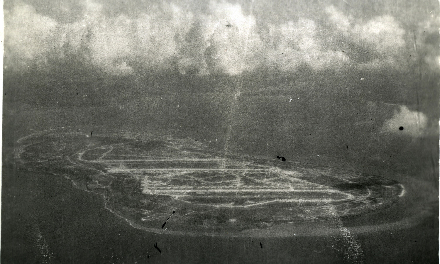 Aerial Reconnaissance Photograph of Pacific Island Airfield, WWII