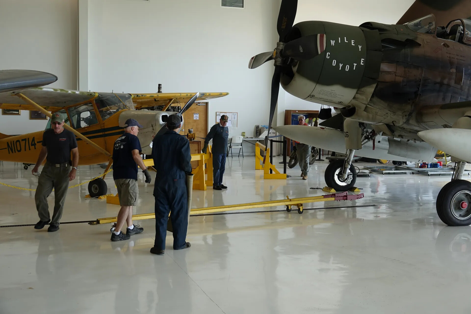 Volunteers Prepare Warbirds at Aviation Museum Hangar Event, May 2019