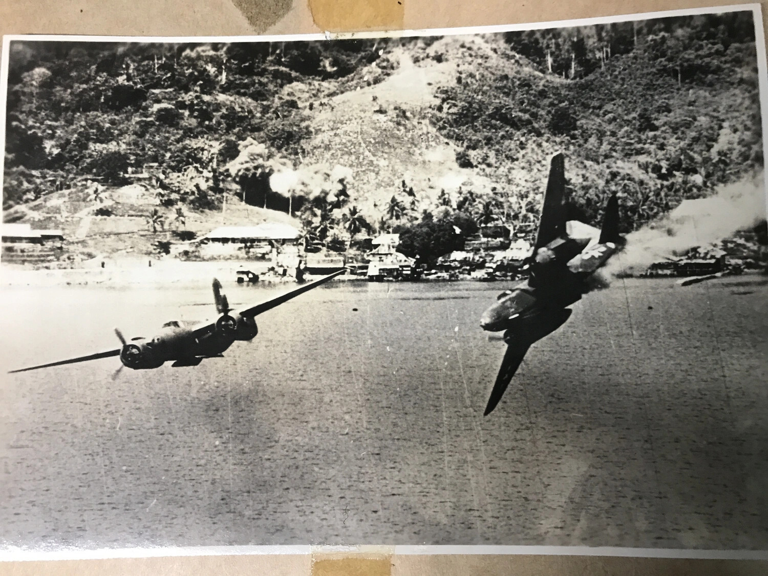 Two B-25 Mitchell Medium Bombers on a Low-Level Strafing Run, Full Print, Coastal New Guinea