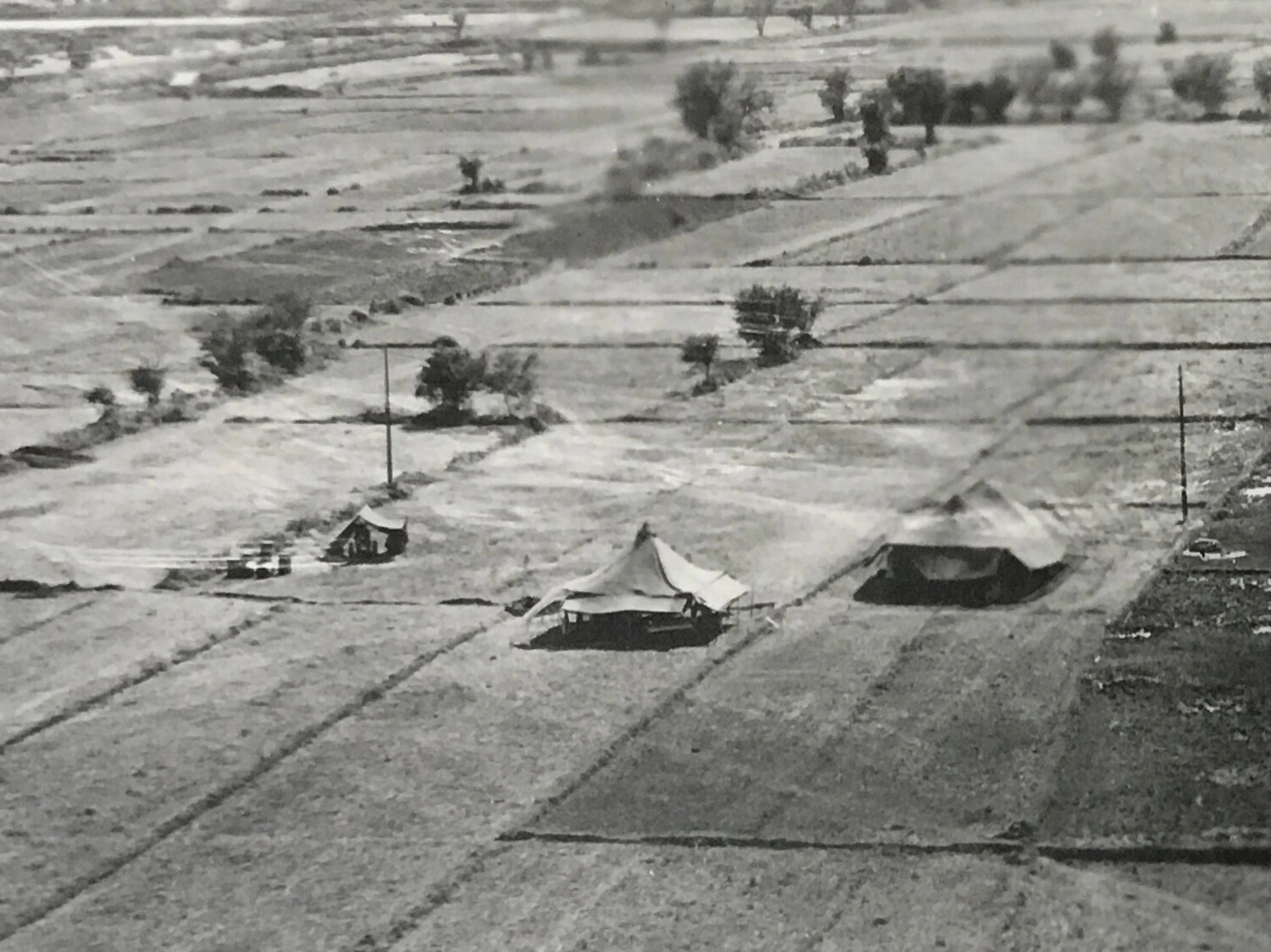 Aerial View of Field Encampment with Military Tents, Southwest Pacific Theater