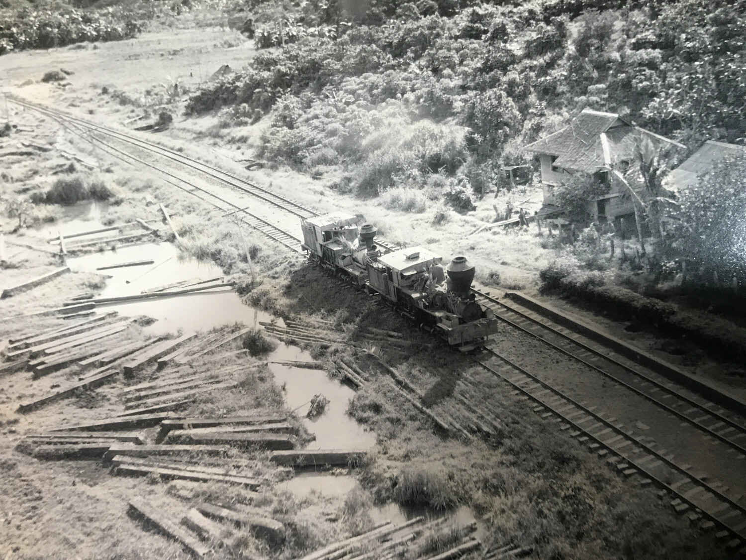 Steam Locomotive on Rural Railway Line, Aerial Reconnaissance/Strike View