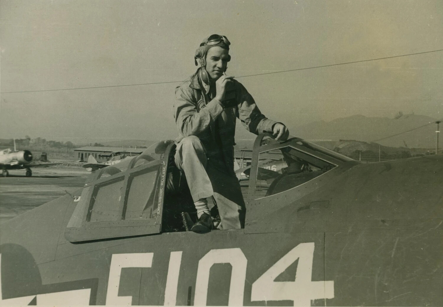 USAF Fighter Pilot Exiting Cockpit of F-51 Mustang, Korean War Era