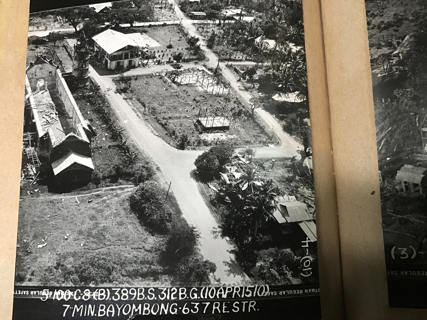 312th Bomb Group Strike Photograph — Bayombong, Luzon, Philippines, 10 April 1945
