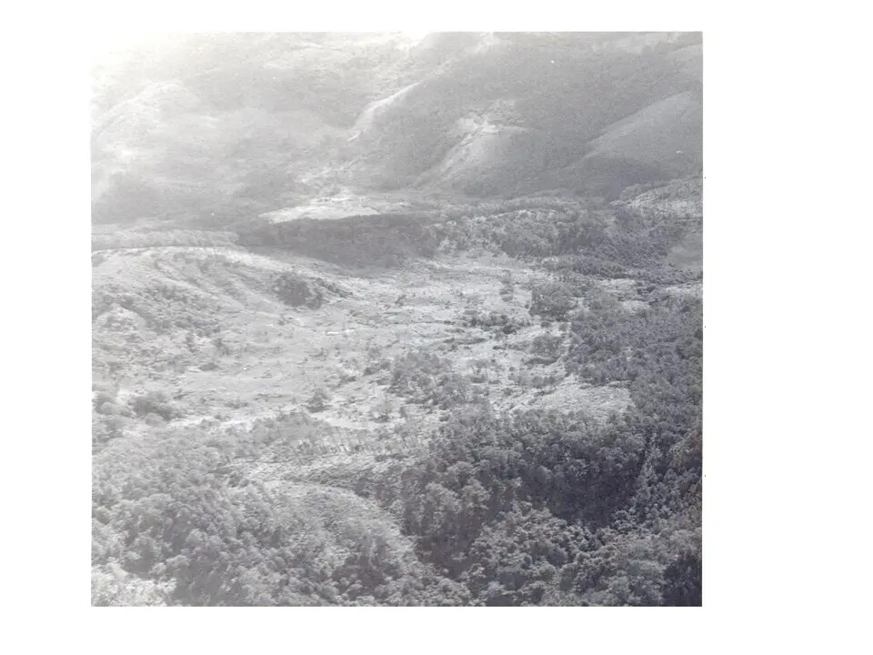 Aerial View of Mountainous Jungle Terrain, In-Flight Photograph, Vietnam War Era