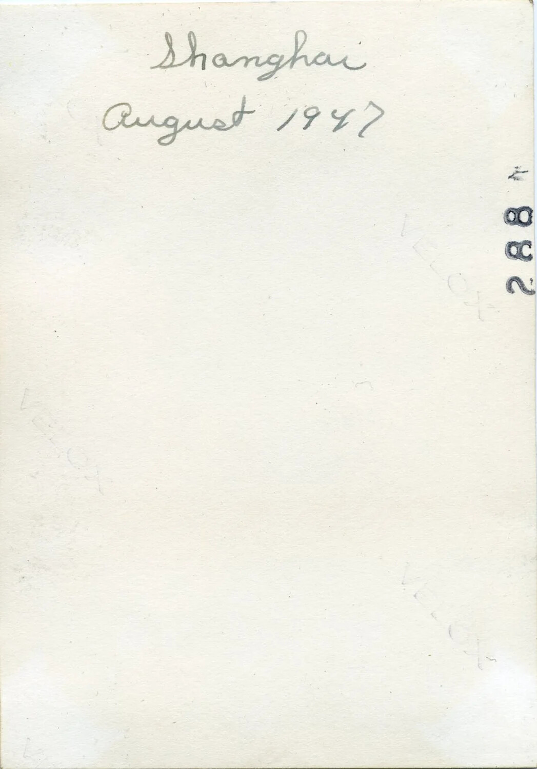 Verso of Photograph with Handwritten Caption 'Shanghai, August 1947' — VR-6 Naval Air Transport Squadron Album, Agana, Guam