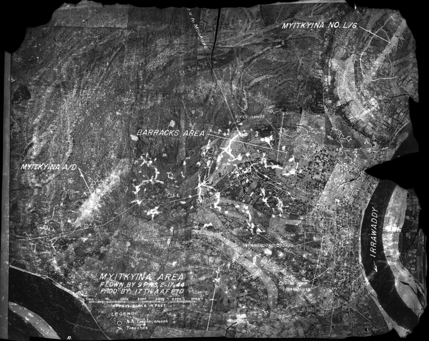 Aerial Reconnaissance Photo-Mosaic of Myitkyina, Burma - 9th PRS, 17 February 1944