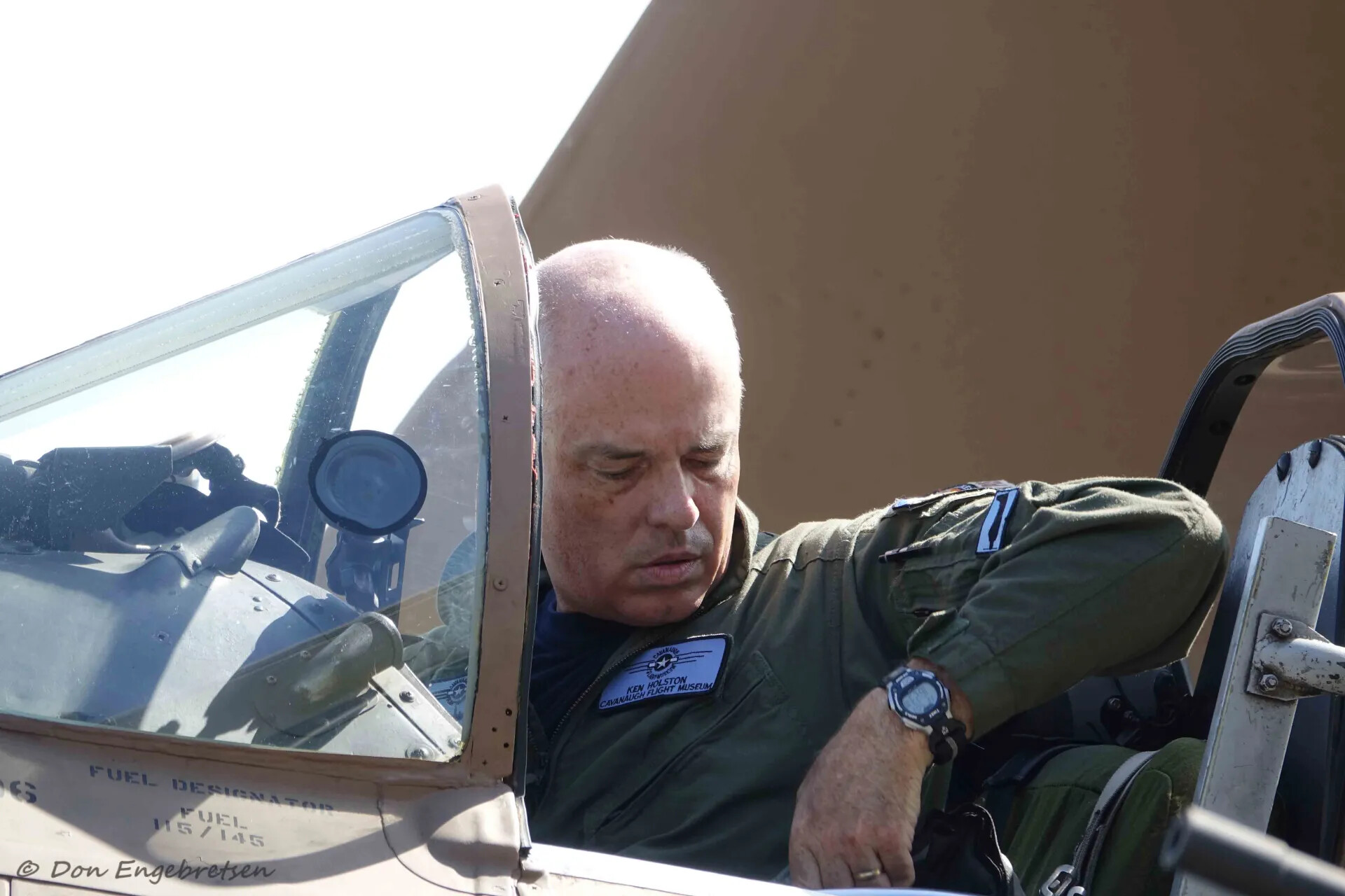 Ken Holston, Cavanaugh Flight Museum Pilot, in A-1 Skyraider Cockpit