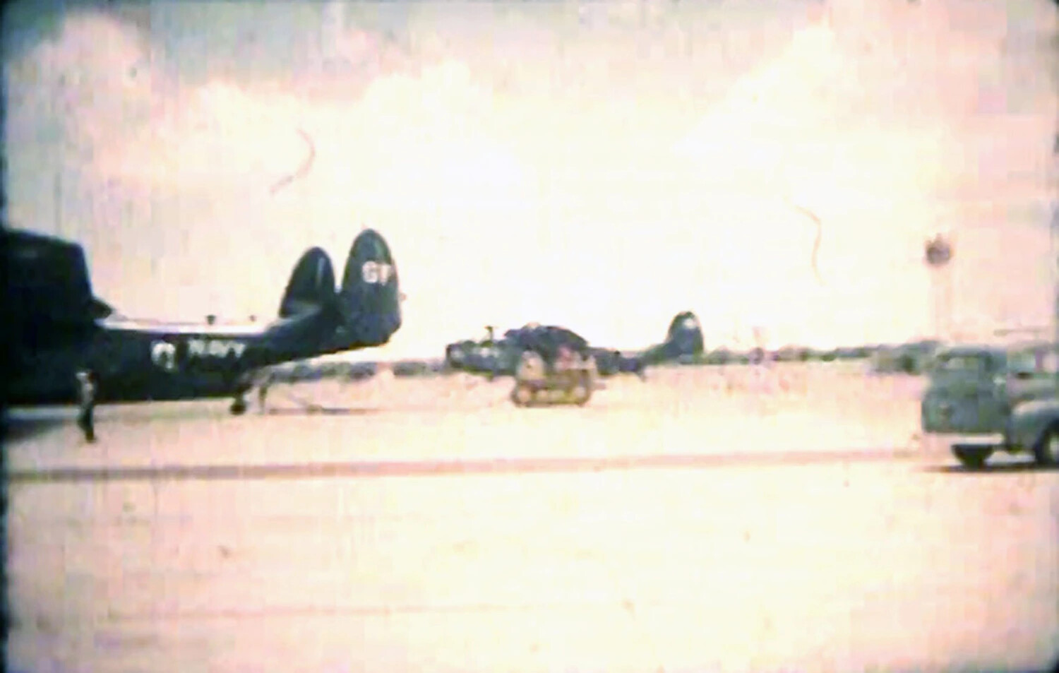 U.S. Navy Twin-Engine Patrol Aircraft on Ramp, NAS Kaneohe Bay, Hawaii, Korean War Era
