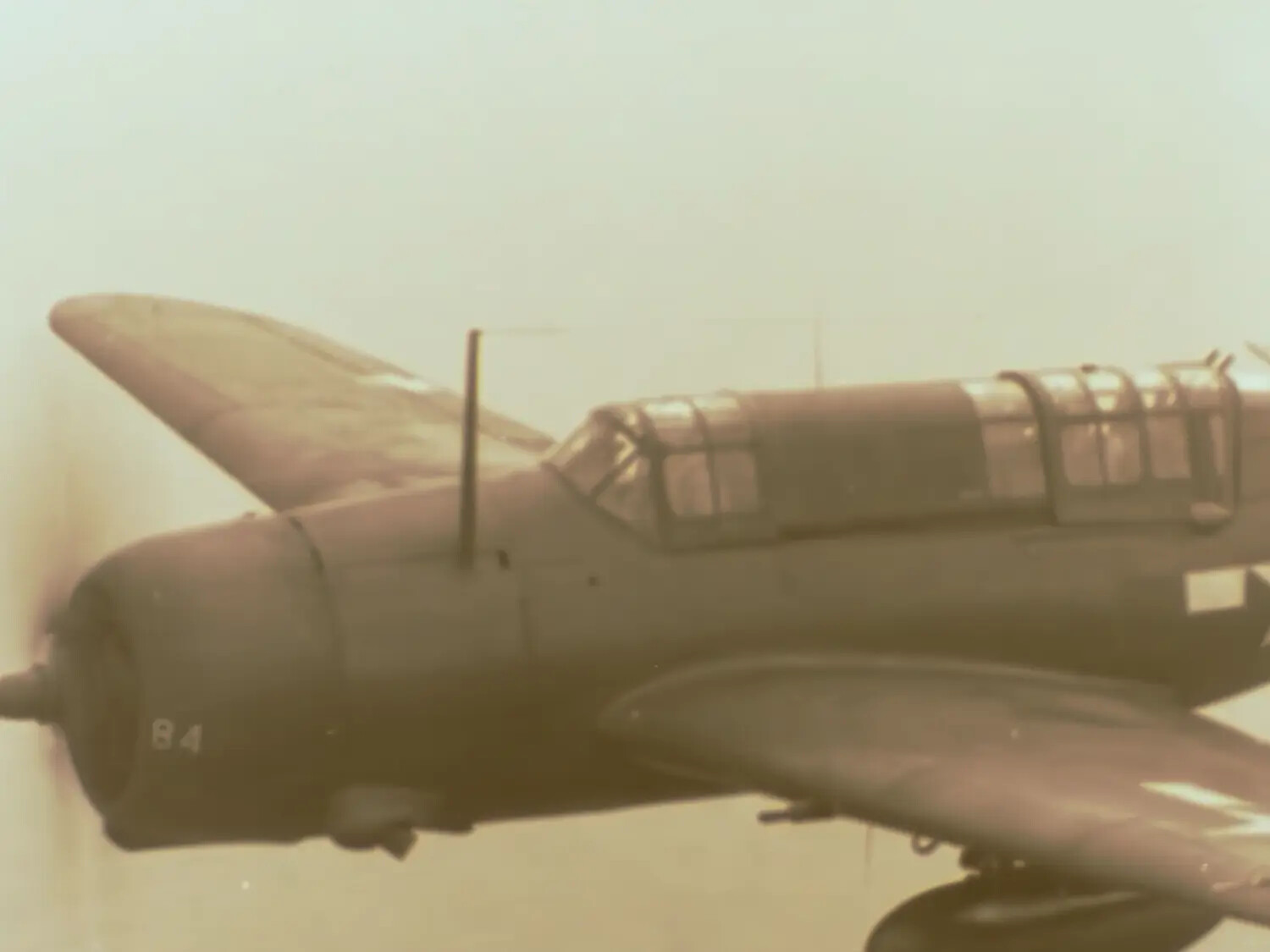 U.S. Navy Douglas SBD Dauntless in Flight, Aerial Combat Film Still