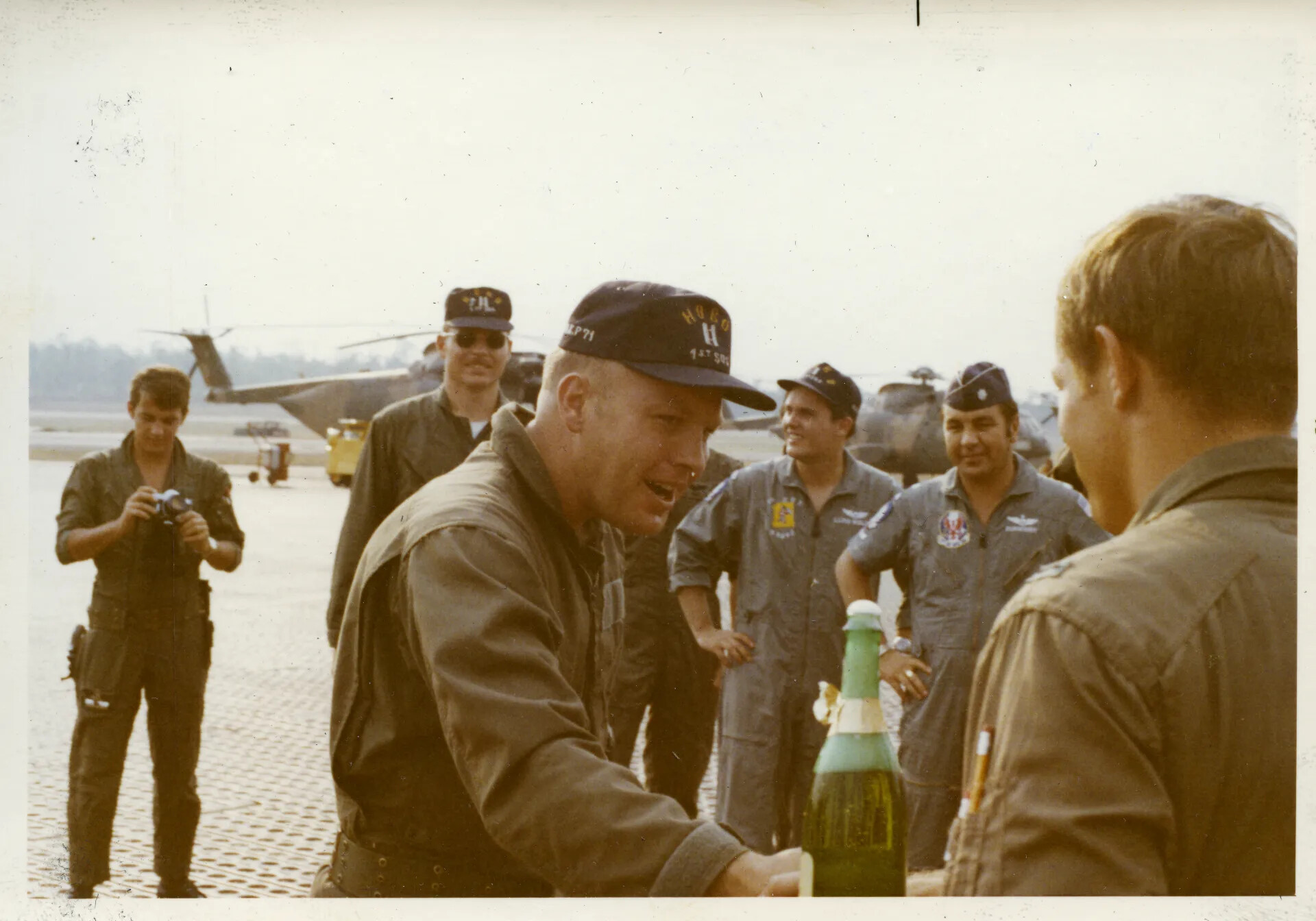 Air Force Aircrew Celebrate a Fini Flight at Nakhon Phanom RTAFB, circa 1971