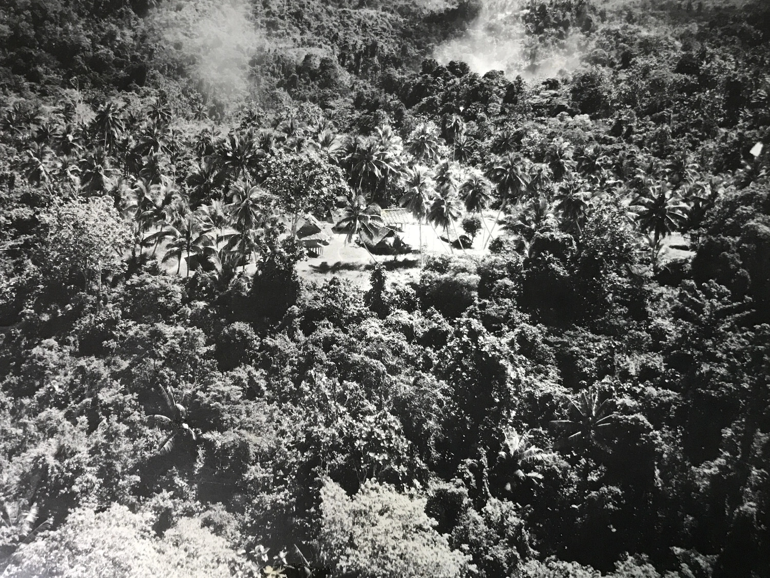 Aerial Photograph of Jungle Canopy and Hidden Village Clearing, Wewak Area, New Guinea