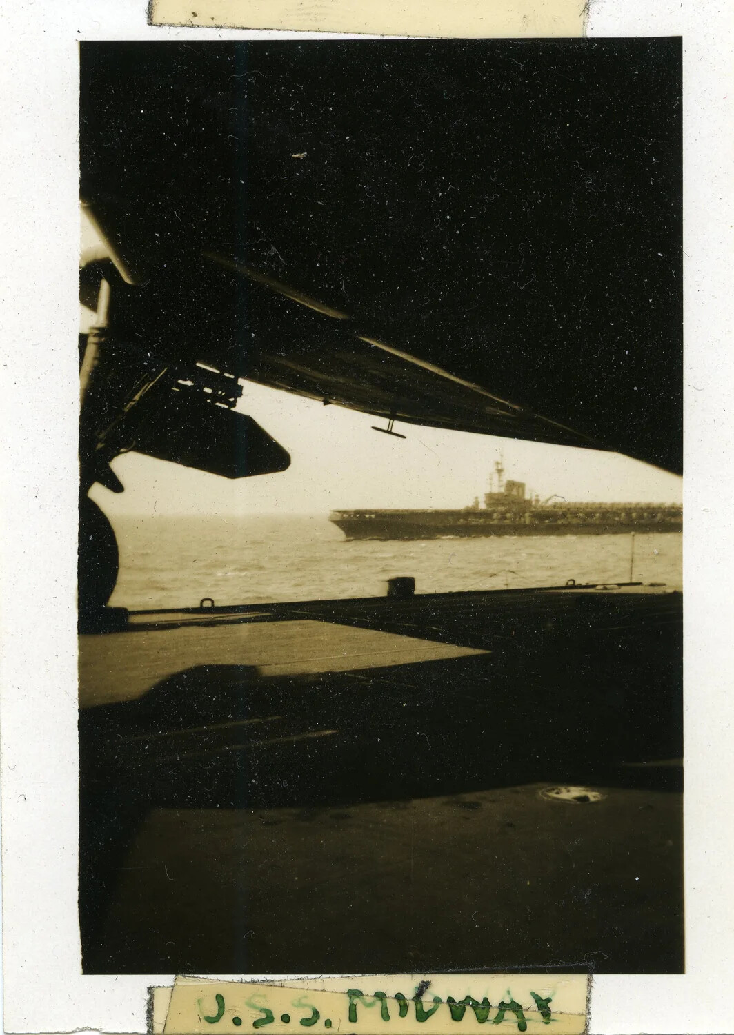 USS Midway (CVB-41) Photographed from USS Franklin D. Roosevelt (CVB-42), Scrapbook Photograph