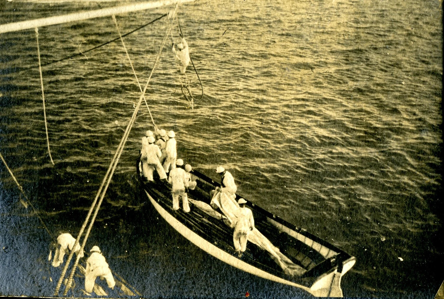 Ship's Boat Alongside During Boat-Handling Drill, USS Columbia Album