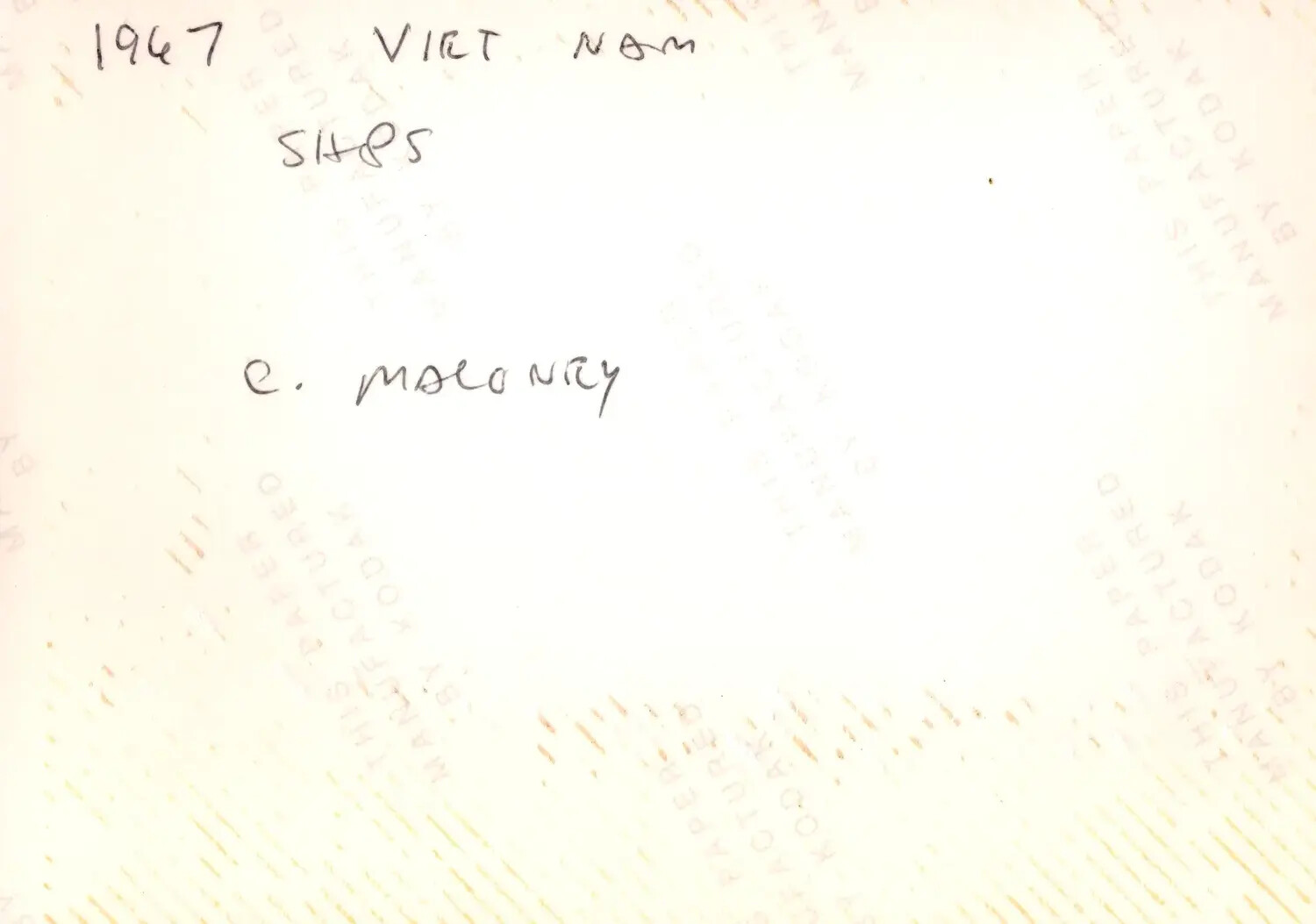 Photo Print Verso with Handwritten Caption, 1967 Vietnam / Cu Chi Collection