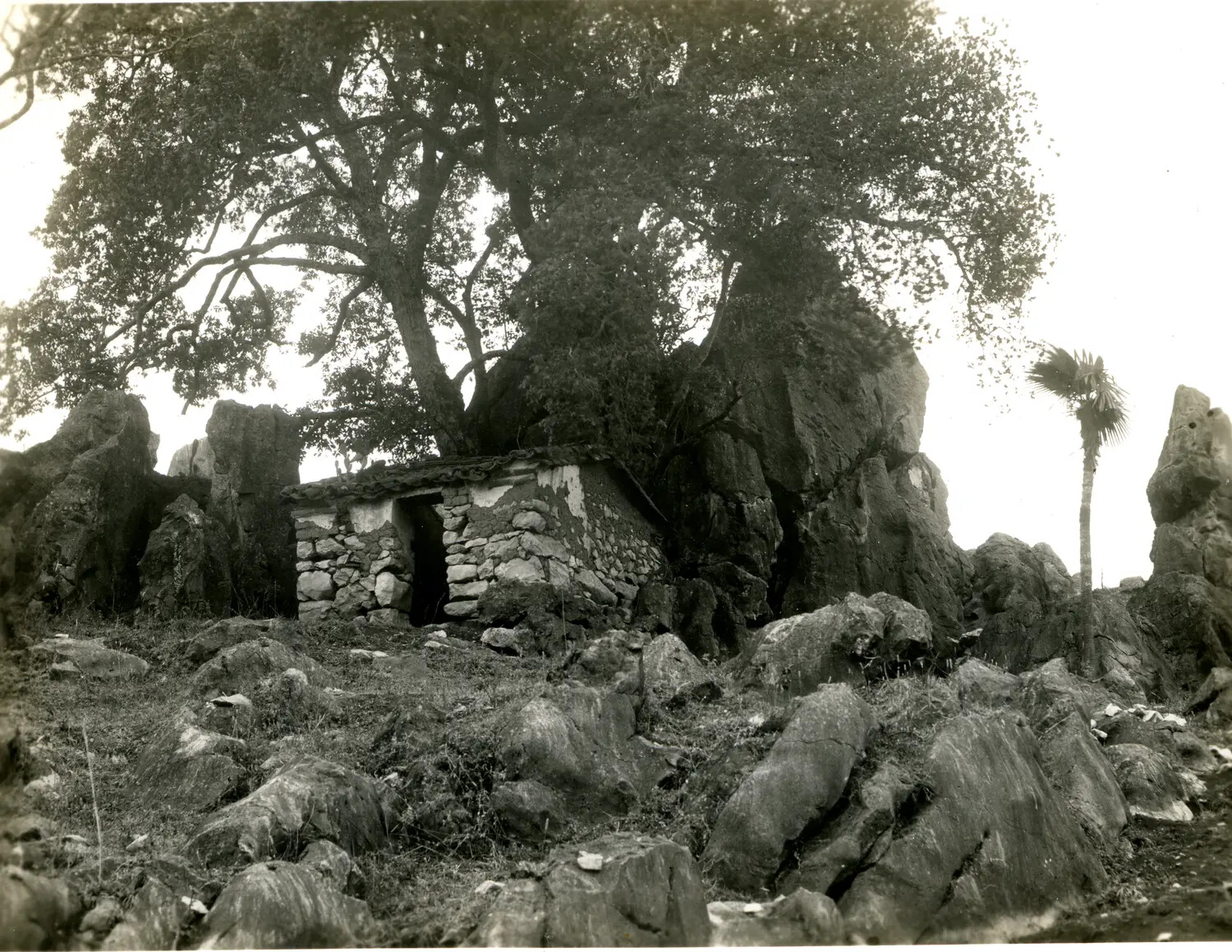 Stone Hut Amid Karst Rock Formation, China-Burma-India Theater, WWII