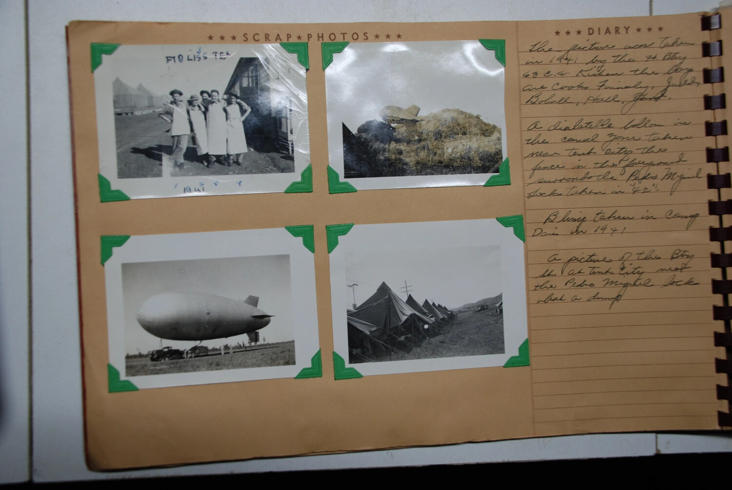 Scrapbook Page: 63rd Coast Artillery, Panama Canal Zone, Pedro Miguel Locks and Tent City, 1941-1942, Jack T. Kelley Collection