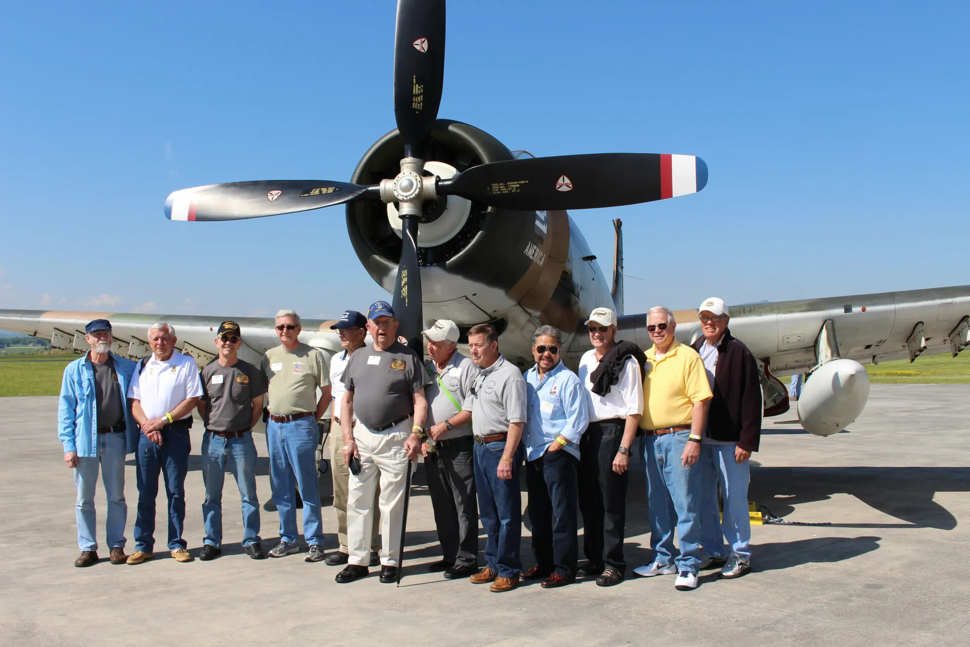 Veterans' Group Portrait Before Restored A-1 Skyraider, Jim Wold Day Reunion