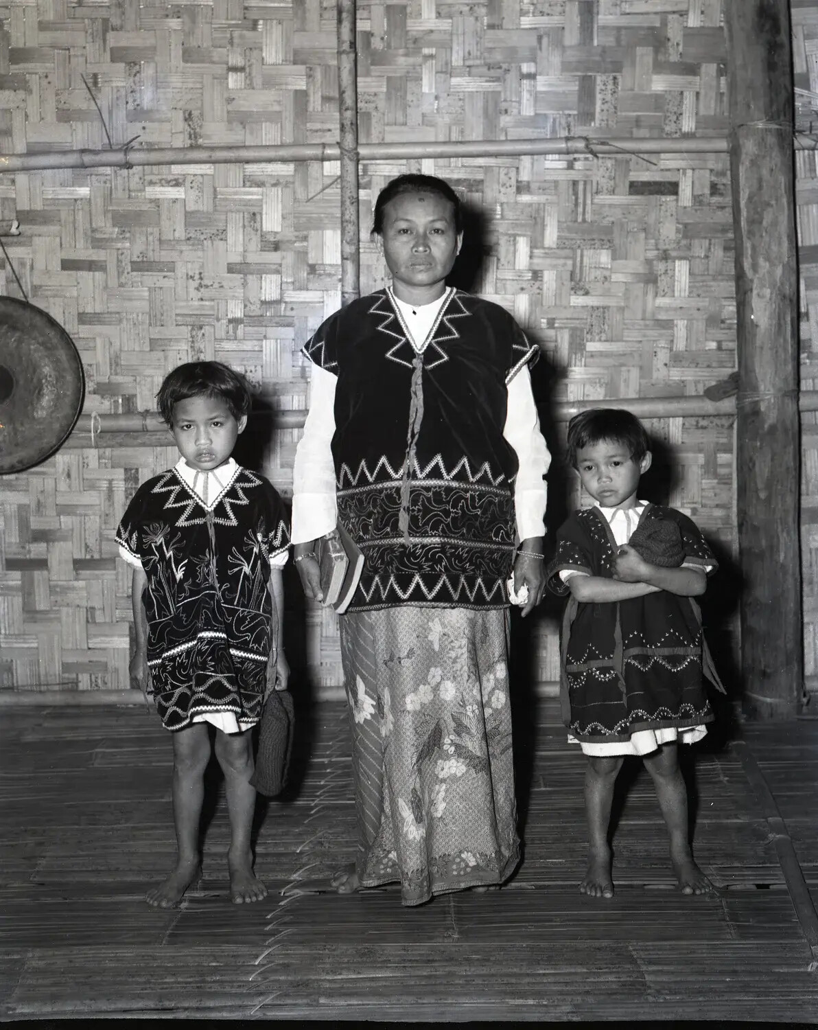 Karen Woman and Two Children in Traditional Dress, Burma, WWII China-Burma-India Theater Collection