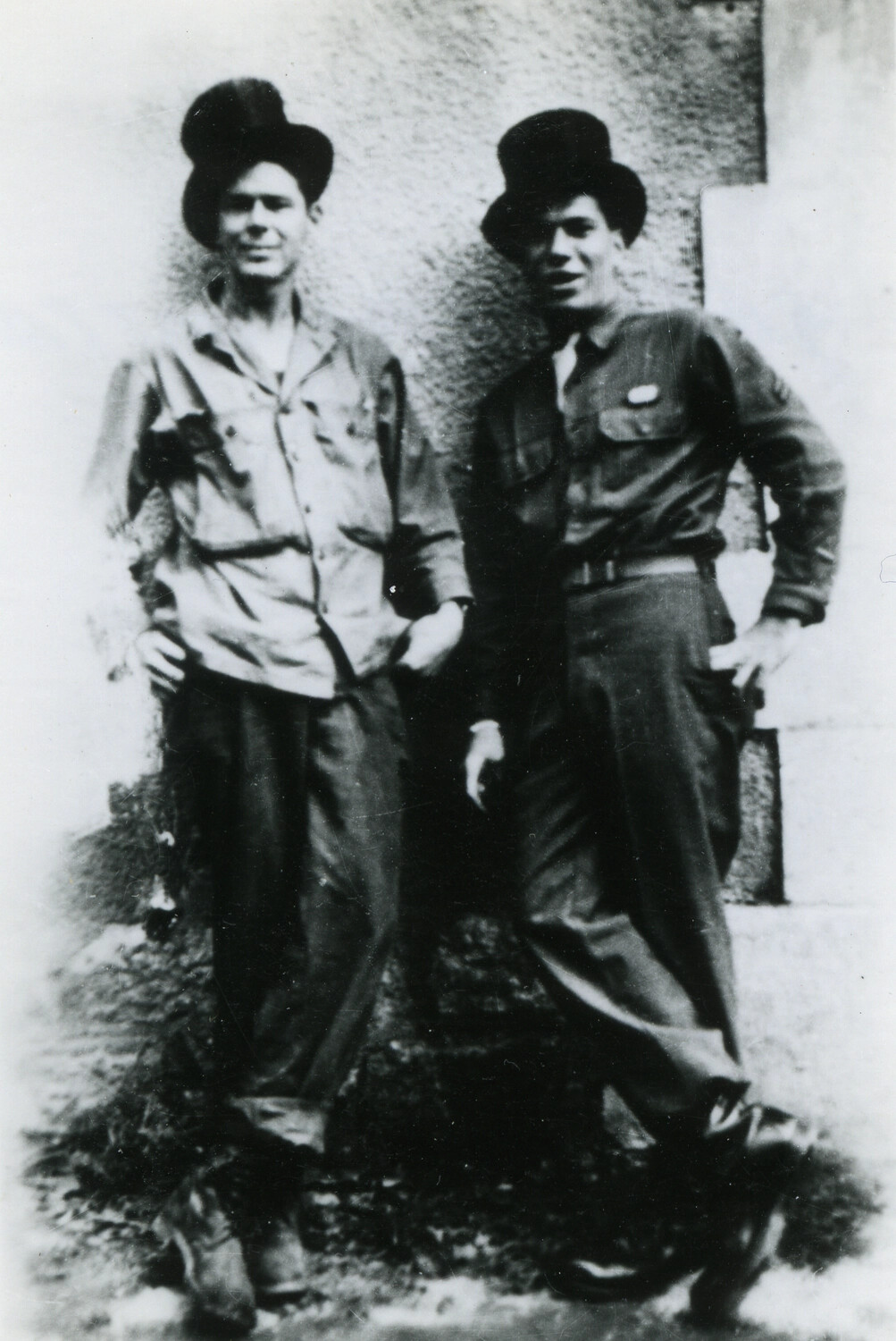 American Soldiers Posing in Top Hats, Off-Duty Snapshot, WWII