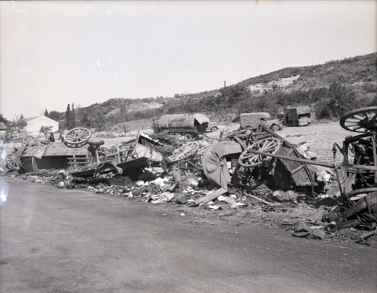 Destroyed German Horse-Drawn Transport Column, Alternate View, World War II Germany