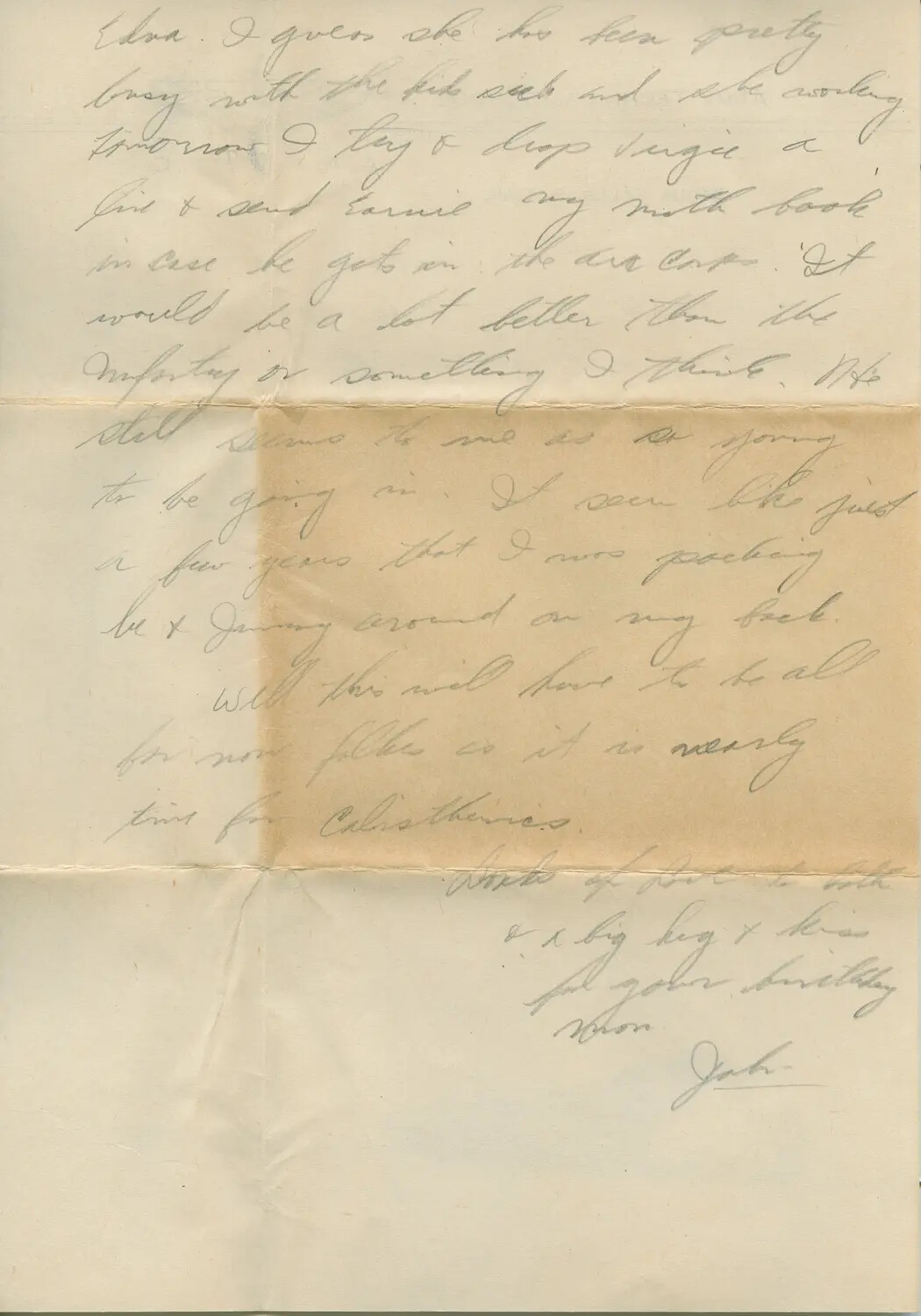 Handwritten Pencil Letter, 1944 Margaroli B-24 Belly Gunner Collection