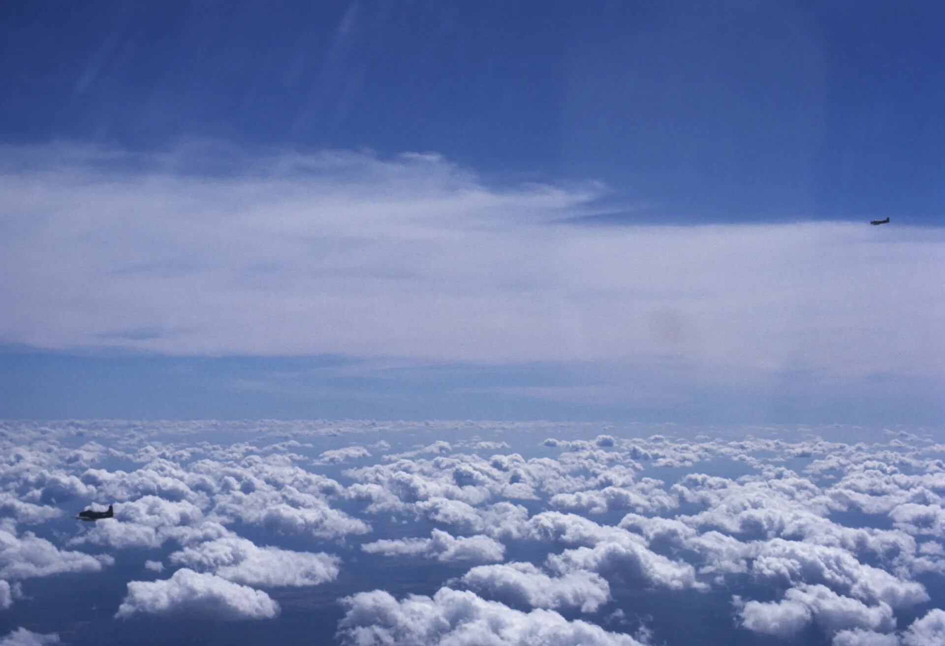 Two Aircraft in Formation Above Cloud Deck, Vietnam War Era